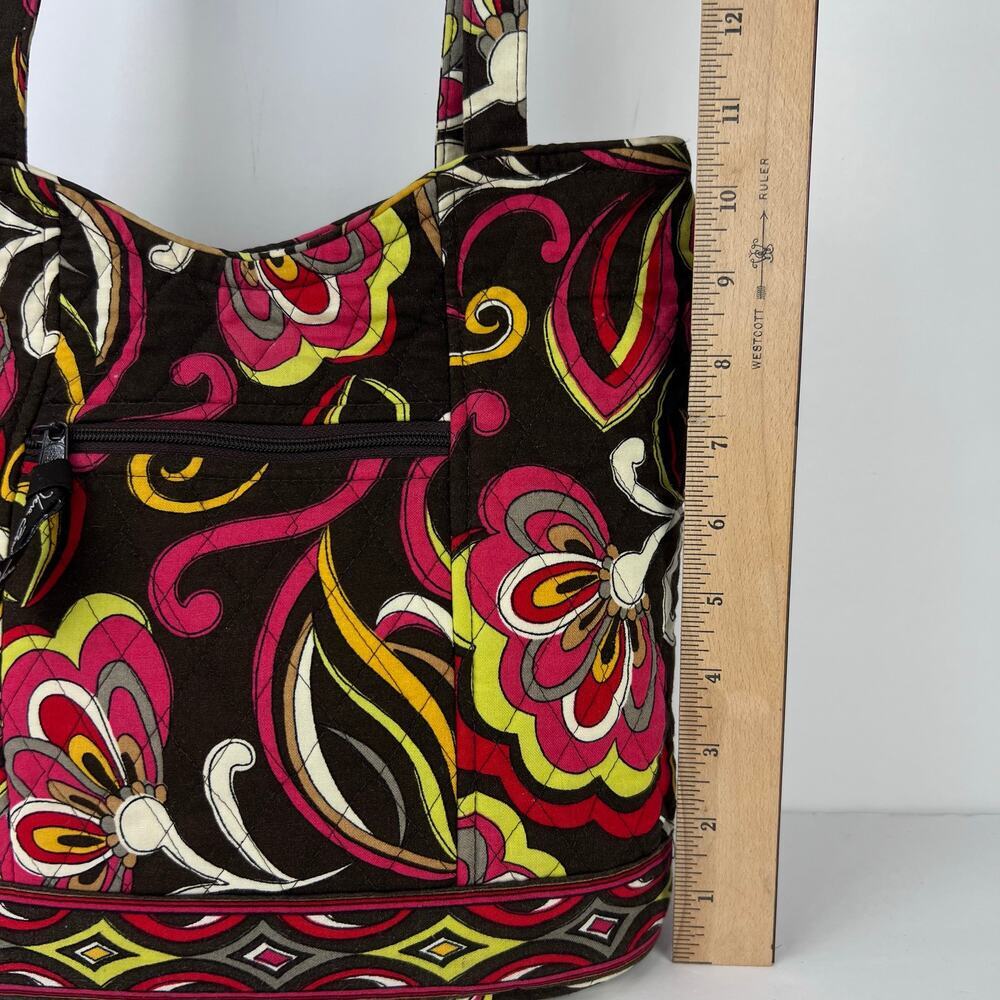 2 Piece Vera Bradley Retired Puccini Shopping Tote & Wallet Brown Yellow Red - Picture 10 of 14